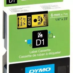 DYMO D1 6 x 7 mm Label Tape Black on Yellow-image-28
