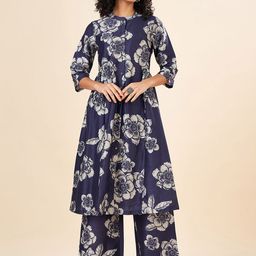 RANGMANCH BY PANTALOONS Floral Printed A Line Kurta with Trousers-30