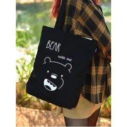 EcoRight Black Bear With Me Canvas Tote Bag with Zip-picture-16