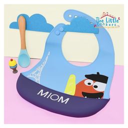 The Little Lookers Silicone Waterproof Feeding Bib With Adjustable Strap - Blue-picture-16