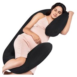 MY ARMOR Micro Fibre C Shaped Maternity Pillow with Velvet Cover - Black-51