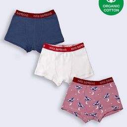 Nino Bambino 100% Cotton Pack Of 3 Cow Printed & Solid Briefs - Navy Blue White Pink-image-4
