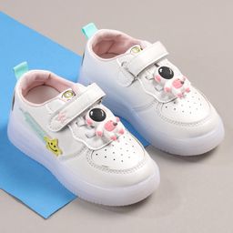 Cute Walk by Babyhug Velcro Closure Sneakers with Astronaut Applique - White & Teal-image-13
