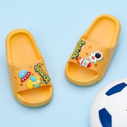 Yellow Bee Astro In Space Applique Detailed  Perforated Flip Flops - Yellow-picture-13
