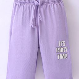 Doreme Cotton Single Jersey Knit Three Fourth Length Pant Text Print - Purple-image-68