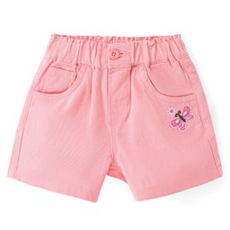 Babyhug Woven Mid Thigh Length Butterfly Embroidered Stretchable Shorts - Pink-image-26