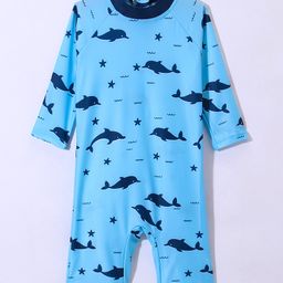 KIDLINGSS Full Sleeves Shark Printed  Legged Swimsuit - Light Blue-image-61