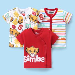 Babyhug Disney 100% Cotton Knit Half Sleeves Lion King Printed Set of Vests Pack of 3 - Multicolour-picture-28