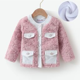 Kookie Kids Full Sleeves Front Open Fur Jacket - Pink-image-74