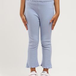 Somersault Ribbed Detail Full Length Solid Flared Pant - Blue-image-71