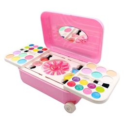NIYAMAT 2 in 1 Cosmetic Makeup Palette and Nail Art Kit Beauty Set Gift Toys For Girls Makeup Kit Car Set Washable Make Up Cosmetic Real Beauty Set Role Play - Pink-28