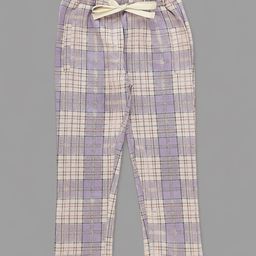 Actuel Sued Checked Trousers - Purple & Cream-image-16
