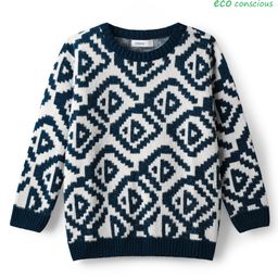 Babyoye 100% Cotton Full Sleeves Pullover Sweater - Navy Blue-picture-34