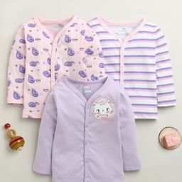 BUMZEE Cotton Knit Full Sleeves Kitty Print Jablas Pack of 3 - Lavender & Pink-picture-24