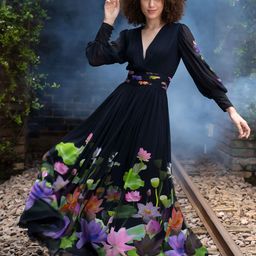ROOH by SHIVANI Floral Printed Chiffon Maxi Dress-image-9