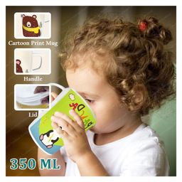 FunBlast Bamboo Fibre Mug with Lid - 350 ml (Color & Design May Vary) image 2