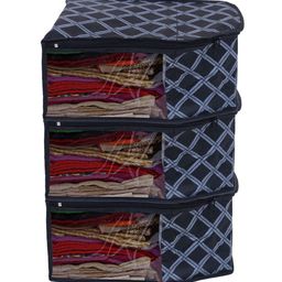 Kuber Industries Black Set of 3 Regular Multi-Utility Organisers-2