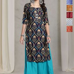 7Threads Selection Of 6 Floral Printed Round Neck Straight Kurtas-image-31