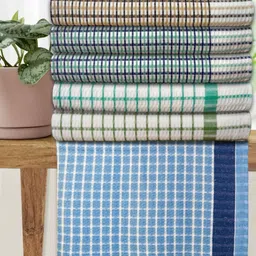 Athom Living Premium White & Blue 6 Pieces Printed Cotton 210 GSM Bath Towel-18