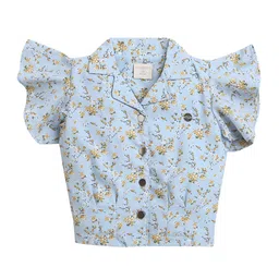 Tiny Girl Floral Print Flutter Sleeve Top-20