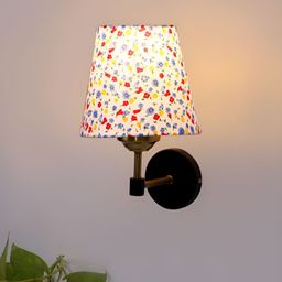 Devansh White & Blue Printed Metal Frustum Shaped Wall Lamp-14