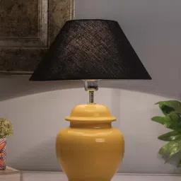 Homesake Yellow Ceramic Table Lamp with Cone Shade (Bulb Included) - Set of 1-20