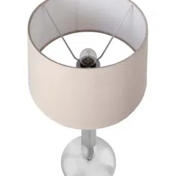 Homesake Silver Classic Cubist Chrome Lamp with Khadi Shade (Bulb Included) - Set of 1 image 3