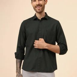 Cantabil Olive Green Cotton Regular Fit Shirt-picture-24