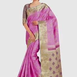 Mimosa Pink Woven Sarees With Blouse-picture-32