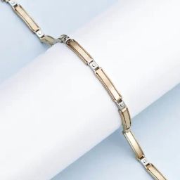 Zavya Linear Fusion Dual Plated 925 Sterling Silver Men's Bracelet-image-88