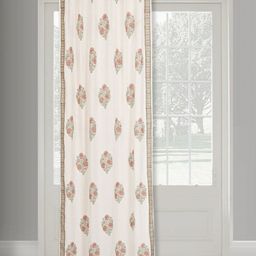 Fabindia Coral & Green Floral Sheer Door Curtain-image-54