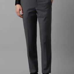 Louis Philippe Grey Slim Fit Texture Trousers-image-6