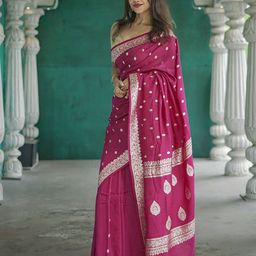 Aldwych Ethnic Motifs Woven Design Zari Banarasi Saree-picture-21