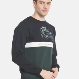 Octave Black & Green Regular Fit Colour Block Sweatshirt image 4