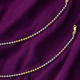 Taraash 925 Sterling Silver Tri Tone Ball Chain Anklets for Women and Girls-image-67