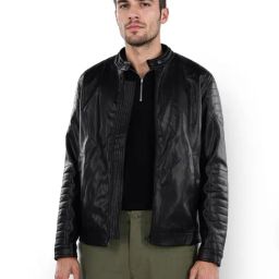 Celio* Black Regular Fit Biker Jacket-image-62