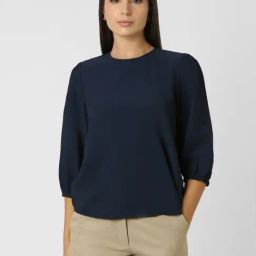 Van Heusen Navy Self Pattern Top-image-74