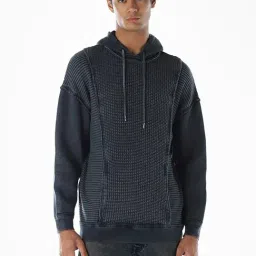 Jack & Jones Blue Cotton Oversized Texture Hooded Sweatshirt-picture-14
