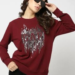 GAP Red Regular Fit Embellished Sweatshirt-image-97