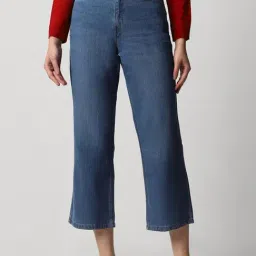 Van Heusen Blue Cotton Mid Rise Flared Jeans-picture-22