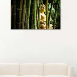 999store Green & Beige Buddha In The Bamboo Forest Canvas Painting-35