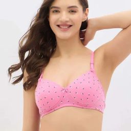 Clovia Pink Regular Fit Printed Bra-image-95