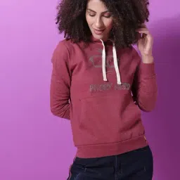 Campus Sutra Red Graphic Print Hoodie-image-56