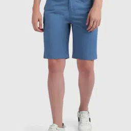 United Colors of Benetton Blue Cotton Slim Fit Shorts-picture-23