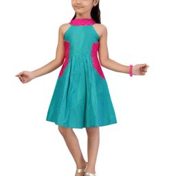 Aarika Kids Green & Pink Solid Frock-image-38