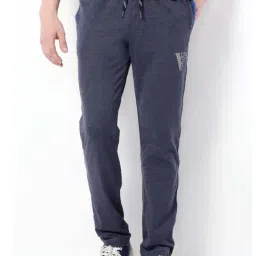 Van Heusen Athleisure Regular Fit Smart Tech Easy Stain Release Solid Trackpants - Blue Melange-picture-10