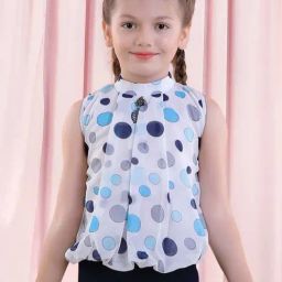 poplins Kids Blue & White Cotton Printed Top-image-62