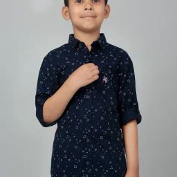 Cantabil Boys Navy Cotton Printed Shirt-image-41