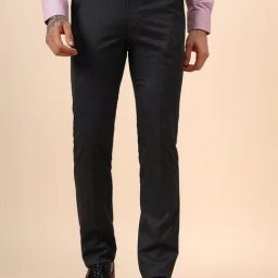 Cantabil Charcoal Regular Fit Checks Trousers-picture-19