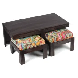 Ikiriya Irish Printed Multicolor Wood Coffee Table Mahogany Finish-image-4